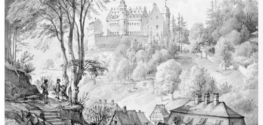 Zeichnung des Schlosses Schönberg