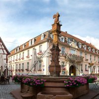 Das Bild zeigt die Innenstadt von Michelstadt im Panorama