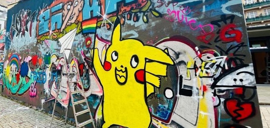Das Foto zeigt ein von Odenwälder Jugendlichen gestaltetes Grafitto in Berlin.