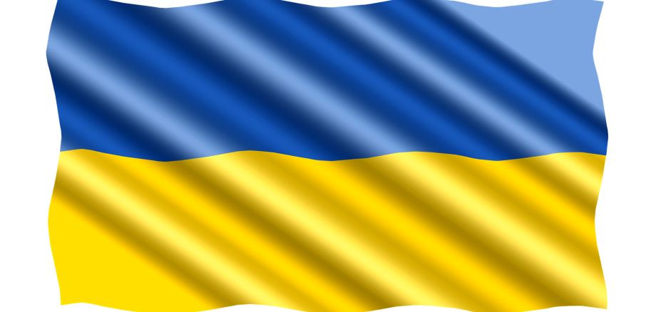 Die Abbildung zeigt die ukrainische Flagge.