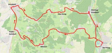Die Abbildung zeigt den Streckenverlauf der Radtour.
